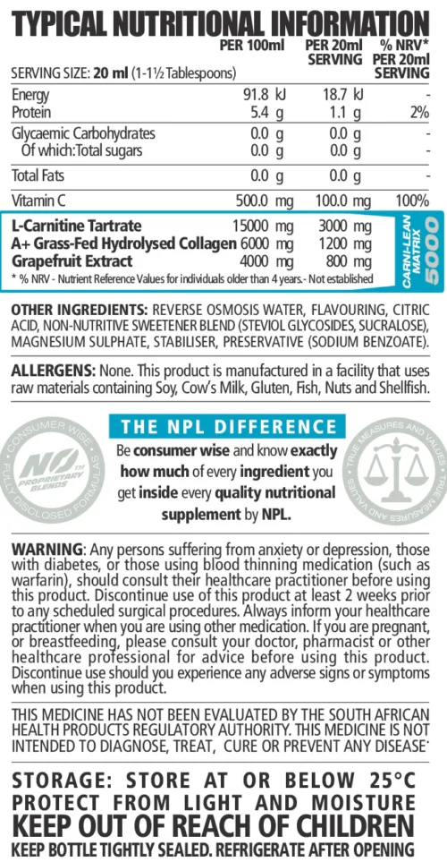 Carni Lean-5000 Apple Nutritional Information